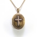 Victorian Pearl Enamel Locket 1860's Antique Pearl Enamel Cross Necklace Pendant 14k Yellow Gold 24' Inches Long