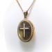 Victorian Pearl Enamel Locket 1860's Antique Pearl Enamel Cross Necklace Pendant 14k Yellow Gold 24' Inches Long