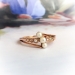 Antique Victorian Pearl Rose Cut Diamond Bypass 14K Rose Gold Ring