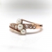 Antique Victorian Pearl Rose Cut Diamond Bypass 14K Rose Gold Ring