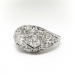 Art Deco Toi et Moi Diamond Filigree Dome Statement Anniversary Ring Platinum