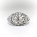 Art Deco Toi et Moi Diamond Filigree Dome Statement Anniversary Ring Platinum