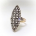 Antique Victorian Diamond Navette Ring Silver over 9K Yellow Gold