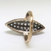 Antique Victorian Diamond Navette Ring Silver over 9K Yellow Gold