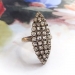 Antique Victorian Diamond Navette Ring Silver over 9K Yellow Gold