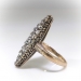 Antique Victorian Diamond Navette Ring Silver over 9K Yellow Gold