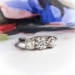 Vintage Three Stone Engagement Ring 1940's 1.33ct t.w. Old Transitional Cut Antique Diamond Anniversary Wedding Ring Platinum