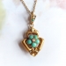 Antique Turquoise Diamond Pearl Locket Victorian 1870's Old Mine Cut Diamond Floral Motif Pendant Necklace Mourning Jewelry 18k Yellow Gold