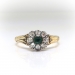 Antque Victorian 19th Century Emerald and Old Mine Cut Diamond Flower Ring 14K