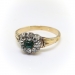 Antque Victorian 19th Century Emerald and Old Mine Cut Diamond Flower Ring 14K