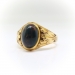 Antique Victorian Bloodstone Ring With Acanthus Leaves 14K Yellow Gold