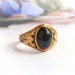 Antique Victorian Bloodstone Ring With Acanthus Leaves 14K Yellow Gold