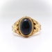 Antique Victorian Bloodstone Ring With Acanthus Leaves 14K Yellow Gold