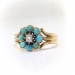 Antique Victorian Turquoise and Diamond Flower Ring 14K