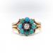 Antique Victorian Turquoise and Diamond Flower Ring 14K