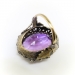 Vintage Amethyst Diamond Ring Retro 1950's 22.75ct t.w. Old European Cut Scroll Filigree Cocktail Birthstone Statement Ring 18k Silver