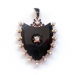 Antique Victorian Shield Onyx Diamond and Pearl Mourning Pendant 14K