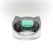 Estate Modern Green Tourmaline and Diamond Ring 18K White Gold