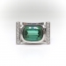 Estate Modern Green Tourmaline and Diamond Ring 18K White Gold