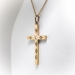 Classic Retro Latin Reversible 1950s Cross with Diamonds 14K Yellow Gold on 20in Chain