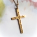 Classic Retro Latin Reversible 1950s Cross with Diamonds 14K Yellow Gold on 20in Chain