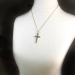 Classic Retro Latin Reversible 1950s Cross with Diamonds 14K Yellow Gold on 20in Chain