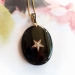 Antique Victorian Onyx and Diamond Star Mourning Locket on 24' Chain 14K