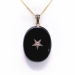 Antique Victorian Onyx and Diamond Star Mourning Locket on 24' Chain 14K