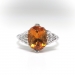 Vintage Citrine Diamond Ring Art Deco 1.78 ct t.w. Oval Citrine Three Stone Cocktail Birthstone Ring 14k White Gold 