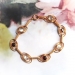 Art Deco Moonstone Garnet Rose Yellow Gold Bracelet Circa 1930s' 3.54ct t.w. 14k Fits 7.25in wrist