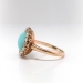 Antique Turquoise and Old European Diamond Halo Ring 14K