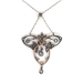 Antique Diamond Trefoil Necklace Silver over 14k Yellow Gold