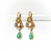 Antique Emerald Pear Drop Floral Earrings with Diamonds 18K Yellow Gold