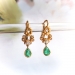 Antique Emerald Pear Drop Floral Earrings with Diamonds 18K Yellow Gold