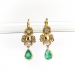 Antique Emerald Pear Drop Floral Earrings with Diamonds 18K Yellow Gold