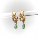 Antique Emerald Pear Drop Floral Earrings with Diamonds 18K Yellow Gold