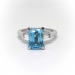 Estate Blue Topaz Platinum & Diamond Baguette Ring