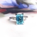 Estate Blue Topaz Platinum & Diamond Baguette Ring