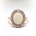 Antique Natural Crystal Opal and Old Cut Diamond Ring 14K