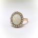 Antique Natural Crystal Opal and Old Cut Diamond Ring 14K