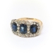 Antique Triple Blue Sapphire and Old European Diamond Halo Ring 14K