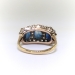 Antique Triple Blue Sapphire and Old European Diamond Halo Ring 14K