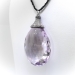 Rare Art Deco 1930's Briolette Amethyst and Old Cut Diamond Onyx Statement Platinum Pendant with Black Zircon Necklace 