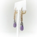 Antique 8.46ct t.w. Briolette Amethyst and Old Cut Diamond Art Nouveau Drop Earrings 14K and Silver