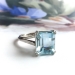 Estate Emerald Cut 5.71ct. Aquamarine Solitaire Cocktail Ring 14K White Gold