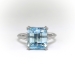 Estate Emerald Cut 5.71ct. Aquamarine Solitaire Cocktail Ring 14K White Gold