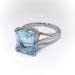 Estate Emerald Cut 5.71ct. Aquamarine Solitaire Cocktail Ring 14K White Gold