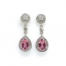 Estate Pink Pear Shape Tourmaline and Diamond Drop Earrings 18K White Gold