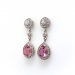 Estate Pink Pear Shape Tourmaline and Diamond Drop Earrings 18K White Gold