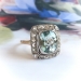 Antique Edwardian 3.85ctw Aquamarine and Diamond Ring 14K Platinum